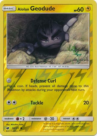 Alolan Geodude - 32/111 - Common - Reverse Holo available at 401 Games Canada