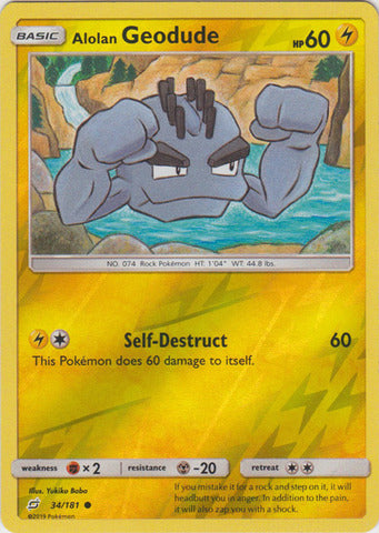 Alolan Geodude - 34/181 - Common - Reverse Holo and more Pokemon Singles available at 401 Games Canada
