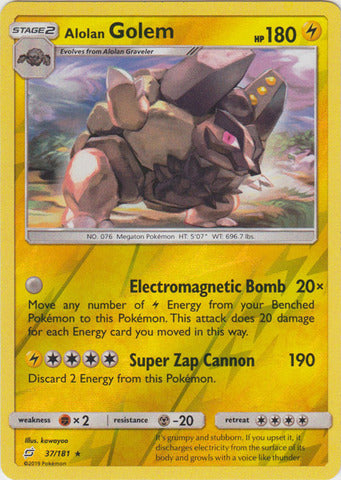 Alolan Golem - 37/181 - Rare - Reverse Holo available at 401 Games Canada