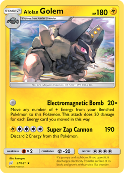 Alolan Golem - 37/181 - Rare and more Pokemon Singles available at 401 Games Canada