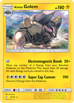 Alolan Golem - 37/181 - Rare available at 401 Games Canada