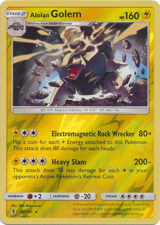 Alolan Golem - 42/145 - Holo Rare - Reverse Holo available at 401 Games Canada