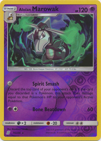 Alolan Marowak - 75/236 - Rare - Reverse Holo available at 401 Games Canada