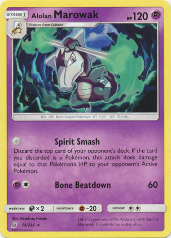 Alolan Marowak - 75/236 - Rare available at 401 Games Canada