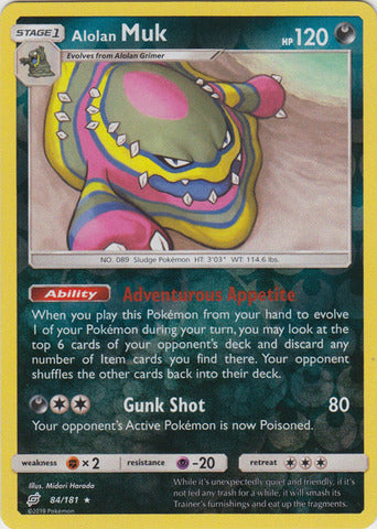 Alolan Muk - 84/181 - Rare - Reverse Holo and more Pokemon Singles available at 401 Games Canada