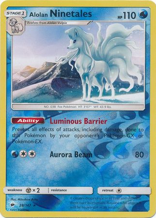 Alolan Ninetales - 28/147 - Rare - Reverse Holo available at 401 Games Canada