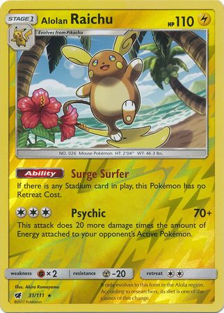 Alolan Raichu - 31/111 - Holo Rare - Reverse Holo available at 401 Games Canada