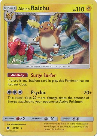 Alolan Raichu - 31/111 - Holo Rare available at 401 Games Canada