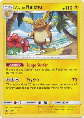 Alolan Raichu - 31/111 - Rare - Theme Deck Exclusive available at 401 Games Canada