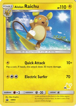 Alolan Raichu (#56 Pikachu Stamped) - SM65 - Promo available at 401 Games Canada