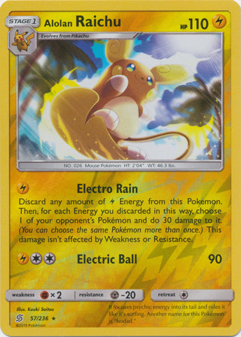 Alolan Raichu - 57/236 - Holo Rare - Reverse Holo available at 401 Games Canada