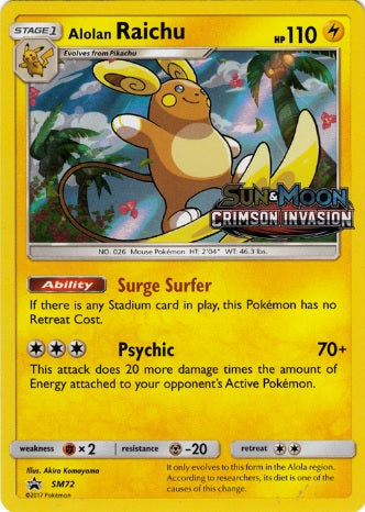 Alolan Raichu - SM72 - Pre-Release Promo available at 401 Games Canada