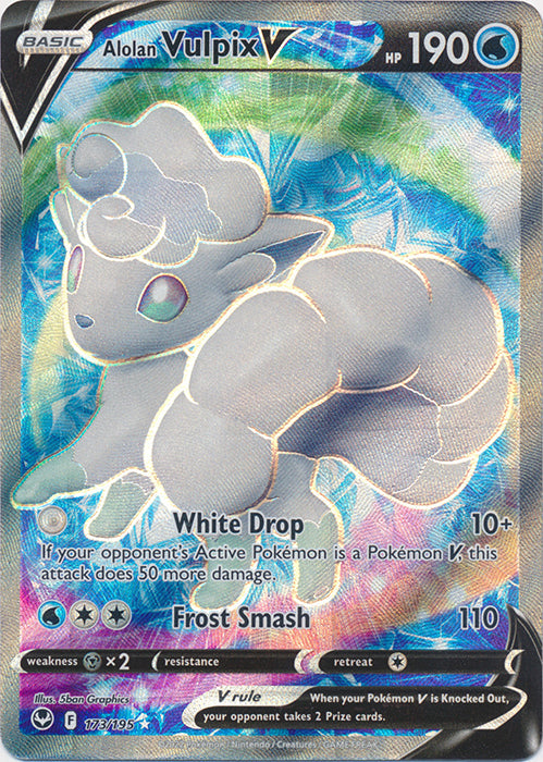 Alolan Vulpix V - 173/195 - Full Art Ultra Rare available at 401 Games Canada