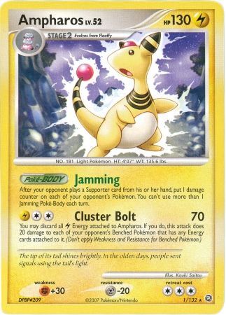 Ampharos - 1/132 - Rare - Theme Deck Exclusive available at 401 Games Canada