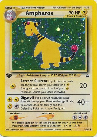 Ampharos - 1/64 - Holo - 1st Edition available at 401 Games Canada