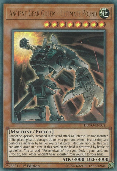 Ancient Gear Golem - Ultimate Pound - DUPO-EN054 - Ultra Rare - 1st Edition available at 401 Games Canada