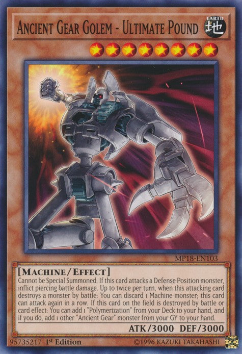 Ancient Gear Golem - Ultimate Pound - MP18-EN103 - Common - 1st Edition available at 401 Games Canada