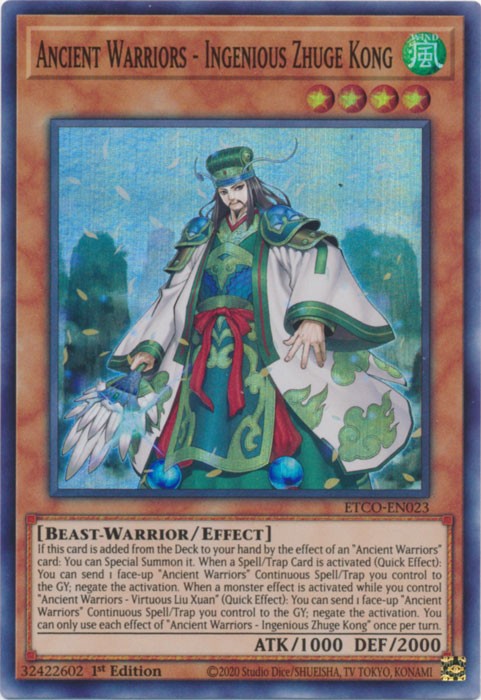 Ancient Warriors - Ingenious Zhuge Kong - ETCO-EN023 - Super Rare - 1st Edition available at 401 Games Canada