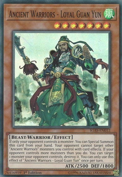 Ancient Warriors - Loyal Guan Yun - IGAS-EN012 - Super Rare - 1st Edition available at 401 Games Canada