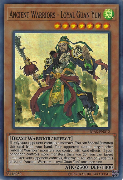 Ancient Warriors - Loyal Guan Yun - IGAS-EN012 - Super Rare - Unlimited available at 401 Games Canada