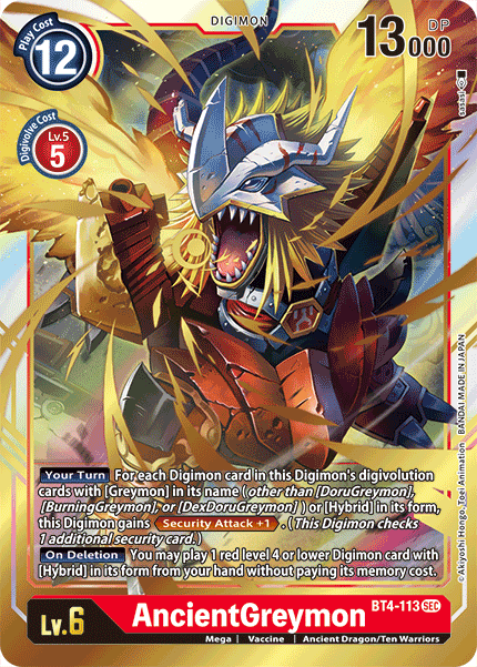 AncientGreymon - BT4-113 - Secret Rare available at 401 Games Canada