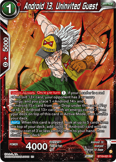 Android 13, Uninvited Guest - BT19-021 - Rare available at 401 Games Canada