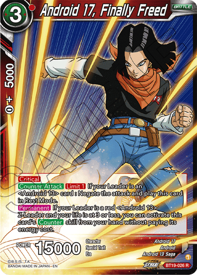 Android 17, Finally Freed - BT19-026 - Rare available at 401 Games Canada