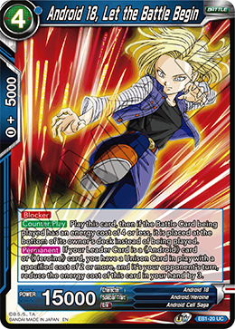 Android 18, Let the Battle Begin - EB1-20 - Uncommon available at 401 Games Canada