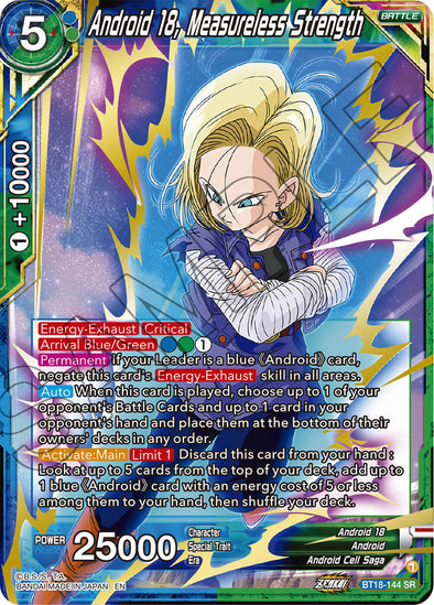 Android 18, Measureless Strength - BT18-144 - Super Rare available at 401 Games Canada