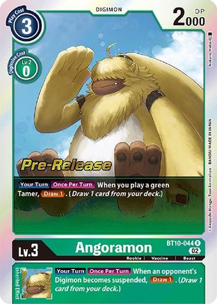 Angoramon (Prerelease Promo) - BT10-044 - Rare available at 401 Games Canada