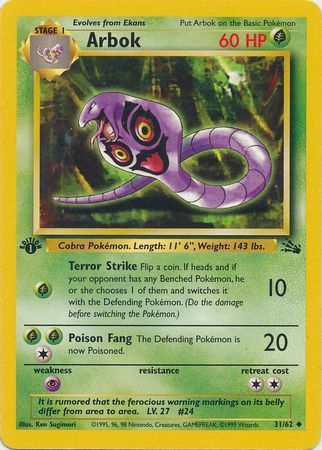 Arbok - 31/62 - Uncommon - 1st Edition available at 401 Games Canada