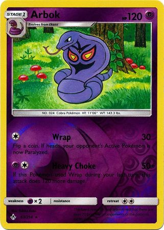 Arbok - 63/214 - Rare - Reverse Holo available at 401 Games Canada