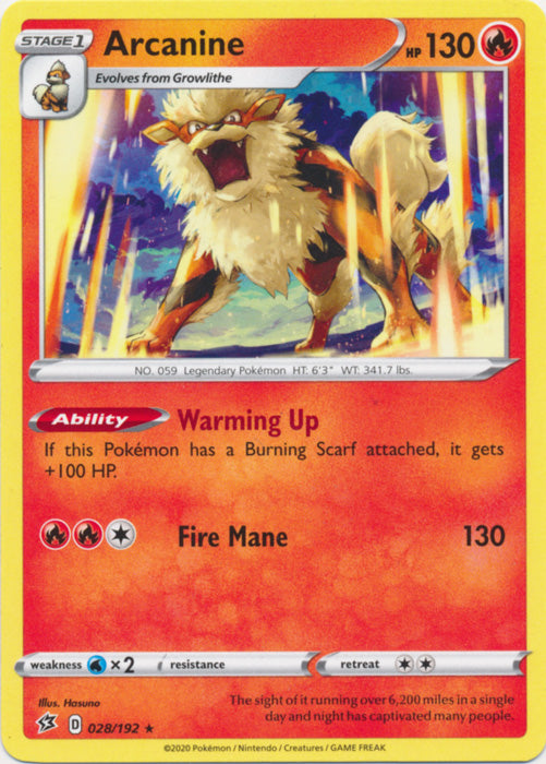 Arcanine - 028/192 - Rare available at 401 Games Canada