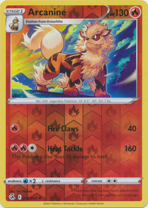 Arcanine - 033/264 - Rare - Reverse Holo available at 401 Games Canada