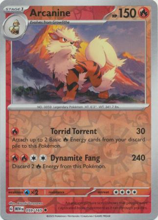 Arcanine - 059/165 - Uncommon - Reverse Holo available at 401 Games Canada