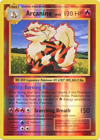 Arcanine - 18/108 - Rare - Reverse Holo available at 401 Games Canada