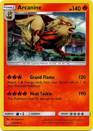 Arcanine - 22/214 - Holo Rare available at 401 Games Canada