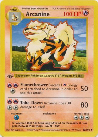 Arcanine - 23/102 - Uncommon - 1st Edition available at 401 Games Canada