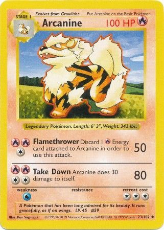 Arcanine - 23/102 - Uncommon - Shadowless available at 401 Games Canada