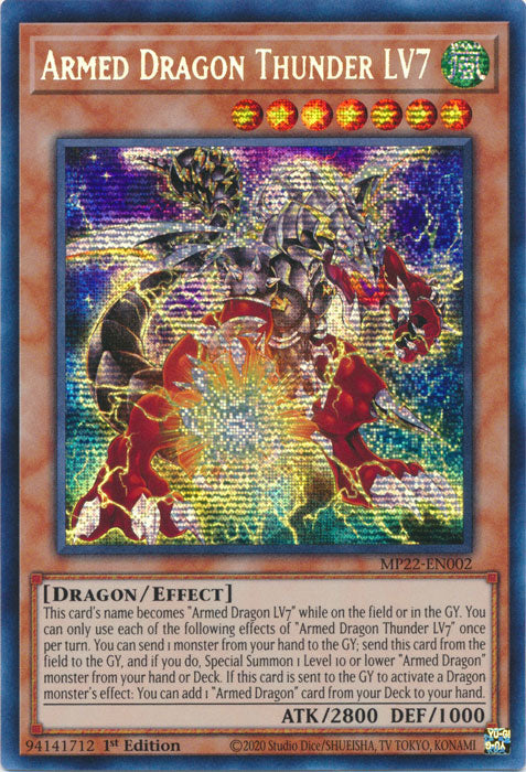 Armed Dragon Thunder LV7 - MP22-EN002 - Prismatic Secret Rare - 1st Edition available at 401 Games Canada