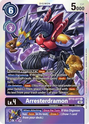 Arresterdramon (Box Topper) - BT12-077 - Uncommon available at 401 Games Canada