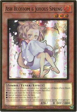 Ash Blossom & Joyous Spring (Alternate Art) - MAGO-EN011 - Premium Gold Rare - 1st Edition available at 401 Games Canada