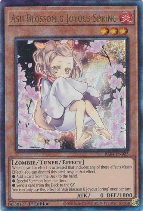 Ash Blossom & Joyous Spring (Alternate Art) (PUR) - RA04-EN025 - Prismatic Ultimate Rare - 1st Edition