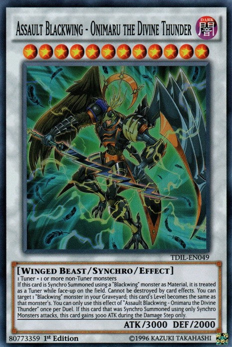 Assault Blackwing - Onimaru the Divine Thunder - TDIL-EN049 - Super Rare - 1st Edition available at 401 Games Canada