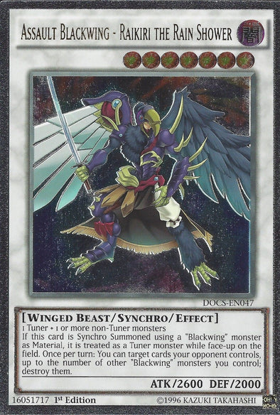 Assault Blackwing - Raikiri the Rain Shower - DOCS-EN047 - Ultimate Rare - 1st Edition available at 401 Games Canada