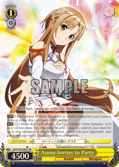 Asuna Invites to Party - SAO/S20-E001 - Double Rare available at 401 Games Canada