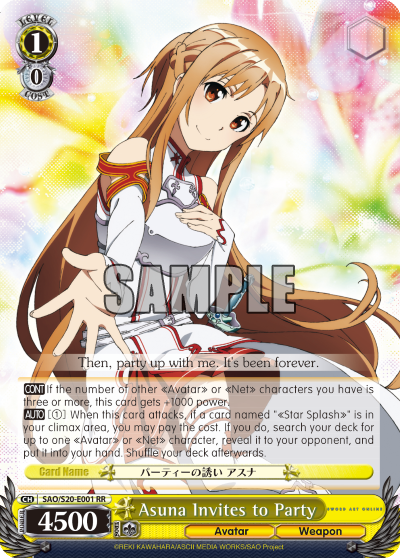 Asuna Invites to Party - SAO/S20-E001 - Double Rare available at 401 Games Canada