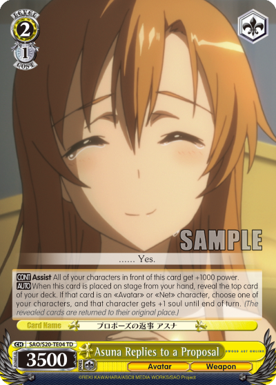 Asuna Replies to a Proposal - SAO/S20-TE04 - Trial Deck available at 401 Games Canada