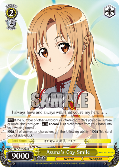 Asuna's Coy Smile - SAO/S26-E011 - Uncommon available at 401 Games Canada