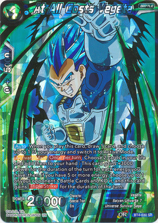 At All Costs Vegeta - BT4-030 - Super Rare (DB1 Shatterfoil) available at 401 Games Canada